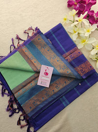 Sea Green with Blue Pallu Chinnalampattu Small Border Saree