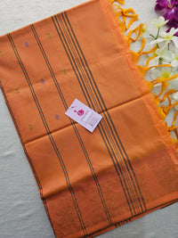 Grey with Orange Pallu Chinnalampattu Small Border Saree