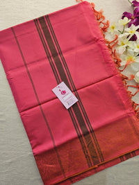 Mustard Brown with Pink Pallu Chinnalampattu Small Border Saree