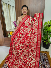 Semi Tussar Georgette with Zari Woven Saree Border - Red