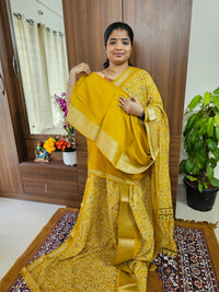 Semi Tussar Georgette with Zari Woven Saree Border - Yellow