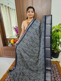 Semi Tussar Georgette with Zari Woven Saree Border - Dark Blue