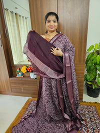 Semi Tussar Georgette with Zari Woven Saree Border - Dark Purple