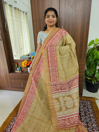 Semi Chanderi Saree - Mustard Yellow