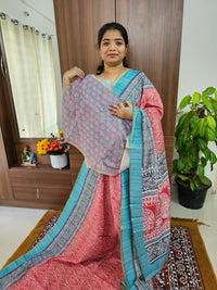 Semi Chanderi Saree - Red