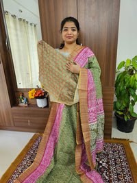 Semi Chanderi Saree - Green