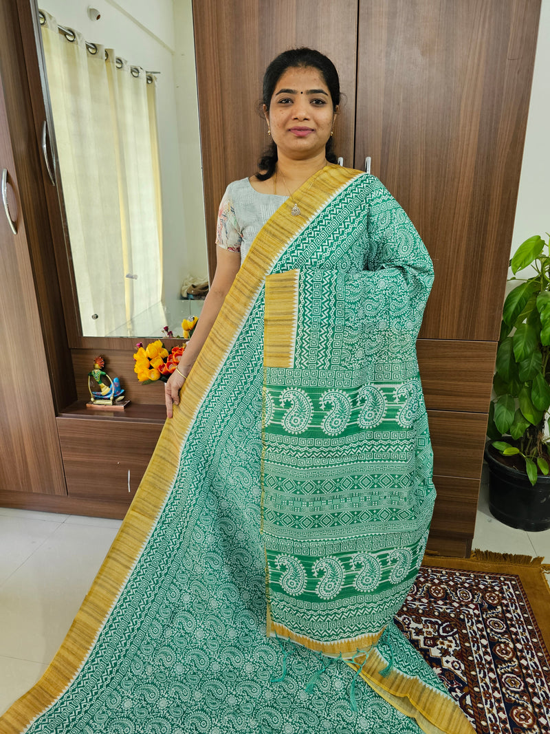 Semi Chanderi Saree - Green