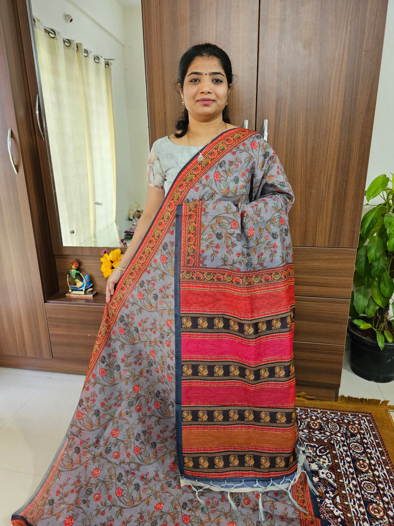 Semi Chanderi Saree - Grey