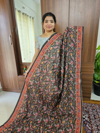 Semi Chanderi Saree - Dark Green