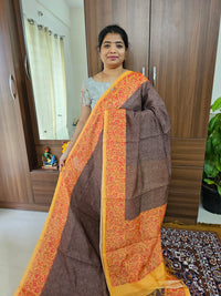 Semi Chanderi Saree - Brown