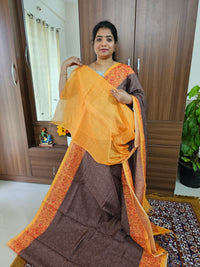 Semi Chanderi Saree - Brown