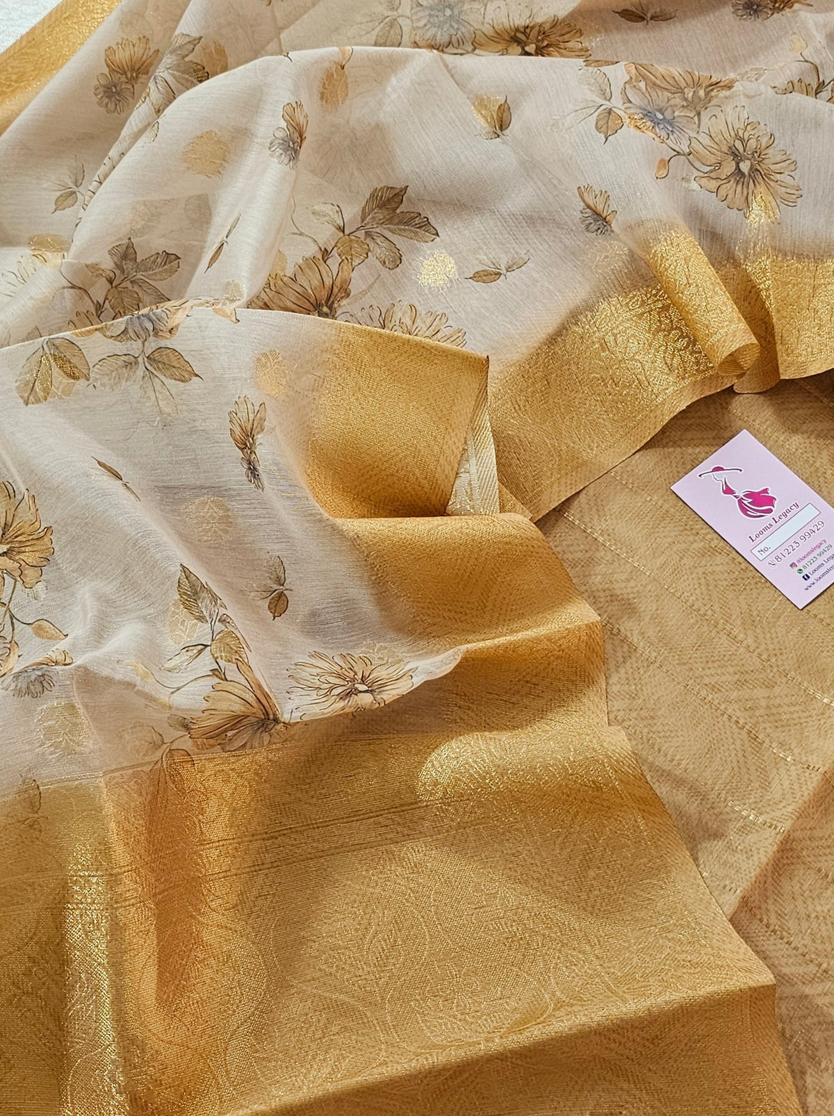 Chanderi Unstitched Salwar Suit - Golden Yellow