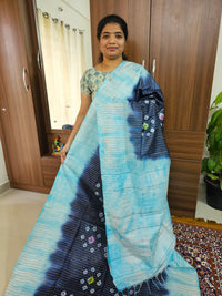 Bhagalpuri Silk Viscous with Sequence Weaving Pallu - Navy Blue with Sky Blue