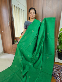 Semi Raw Silk - Green with Blue