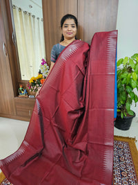 Semi Raw Silk - Maroon with Blue