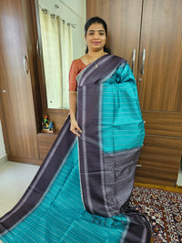 Semi Tussar with Digital Printed Saree - Sea Green with Dark Grey