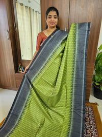 Semi Tussar with Digital Printed Saree - Green with Black