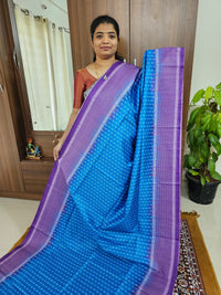 Semi Tussar with Digital Printed Saree - Blue with Purple