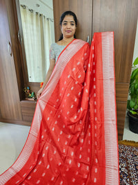 Bhagalpuri Silk Viscous Saree -  Red with Cream