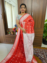 Bhagalpuri Silk Viscous Saree -  Red with Cream