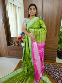 Bhagalpuri Silk Viscous Saree -  Green with Pink