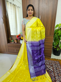 Bhagalpuri Silk Viscous Saree  - Yellow with Violet