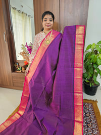 Purple with Red Lakshadeepam Handloom Kanchi Silk Cotton