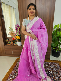 Organza Parsi Gara Saree  - Purple