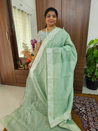 Organza Parsi Gara Saree  - Sea Green