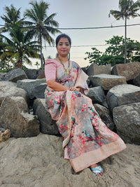 Silk Georgette Saree - Peach