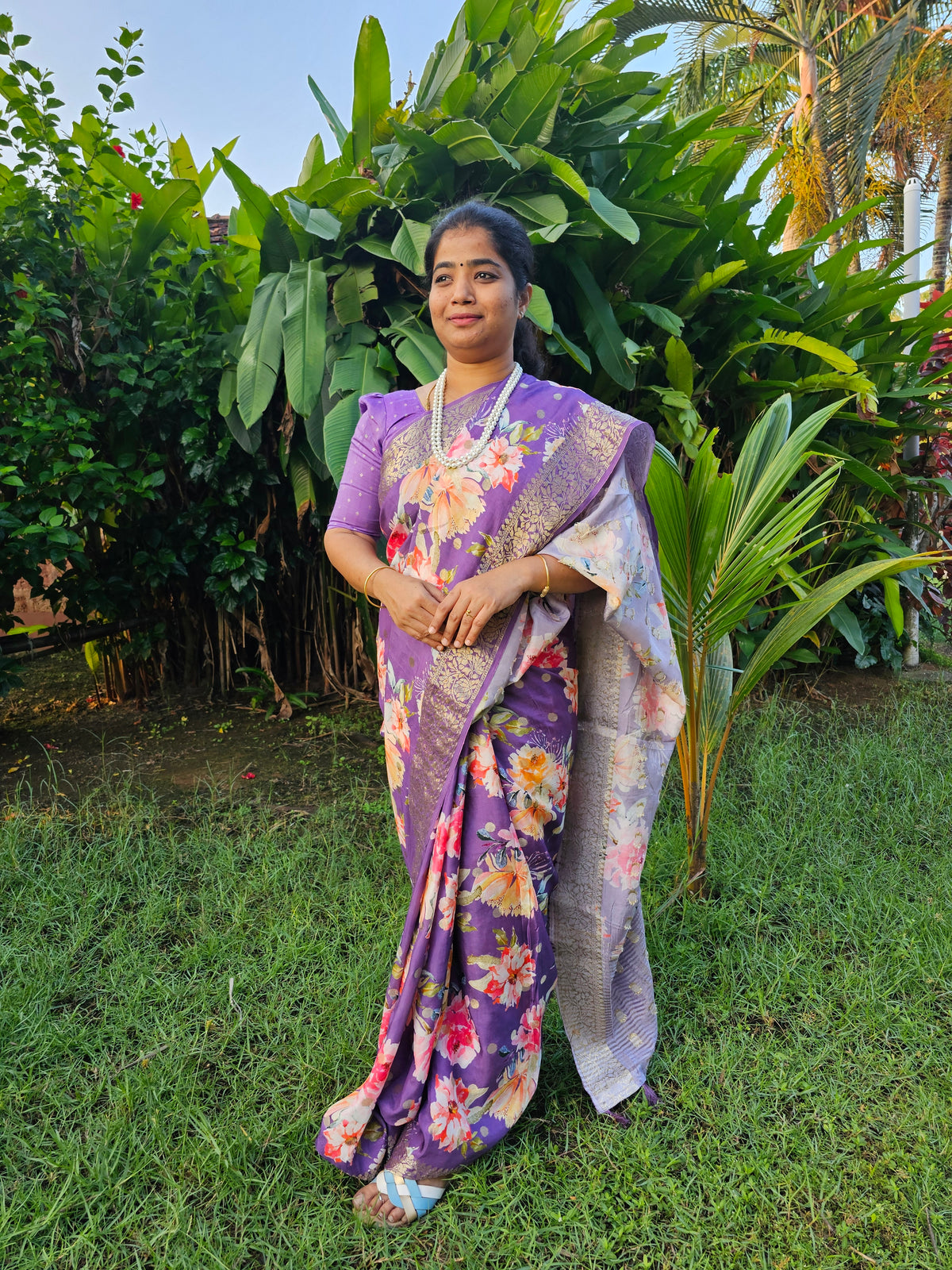 Silk Georgette Saree - Lavender
