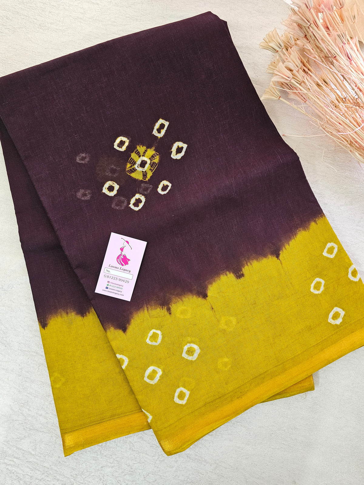 Madurai Sungadi Cotton Saree - Brown with Mustard Yellow