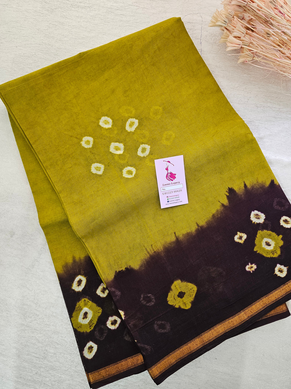 Madurai Sungadi Cotton Saree - Mustard Yellow with Brown