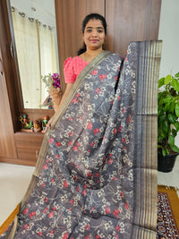 Semi Tussar with Digital Printed Saree - Grey