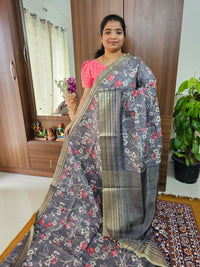 Semi Tussar with Digital Printed Saree - Grey