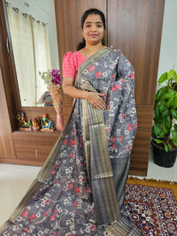 Semi Tussar with Digital Printed Saree - Grey