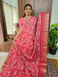 Semi Tussar with Digital Printed Saree - Pink