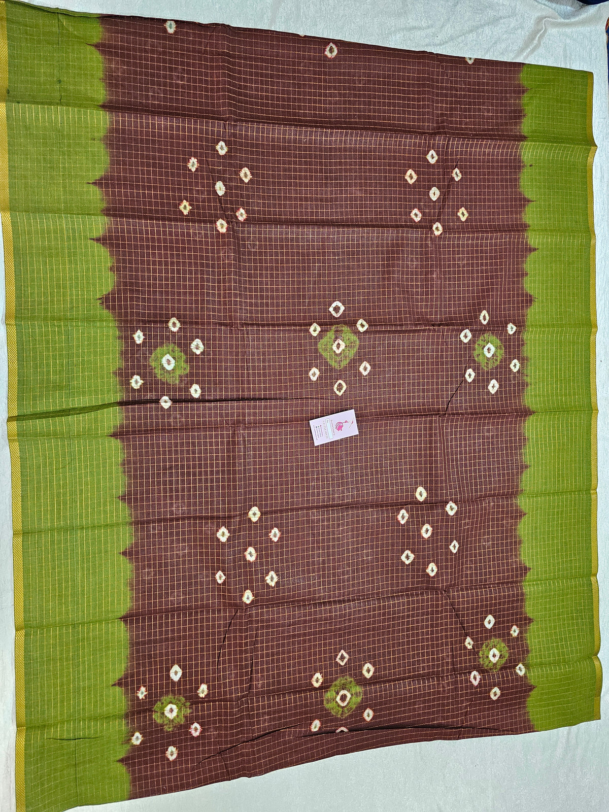 Madurai Sungadi Cotton Small Checks  Saree - Maroon with Green