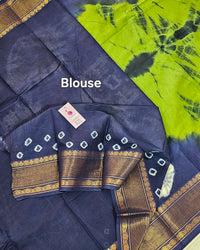 Madurai Sungadi Cotton Saree with Big Borders - Green with Navy Blue