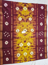 Madurai Sungadi Cotton Saree with Mayruri Border - Mustard with Brown