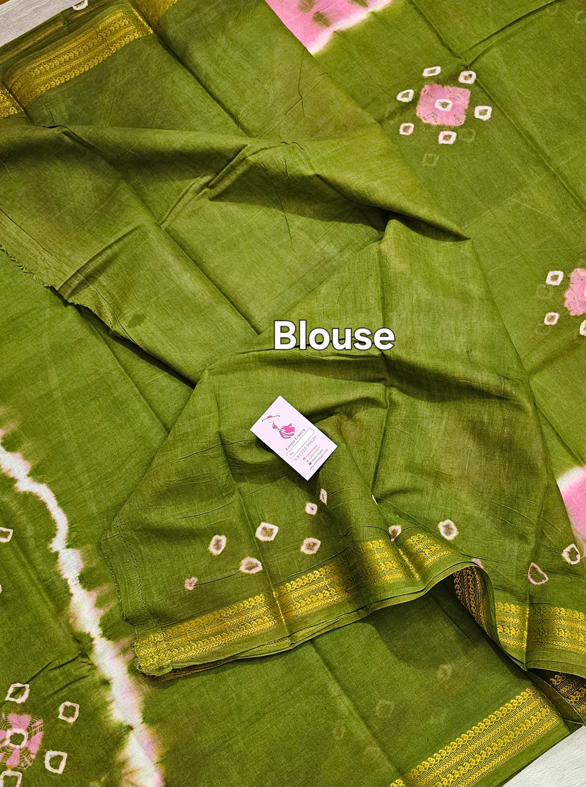 Madurai Sungadi Cotton Saree with Small Borders - Green with Pink