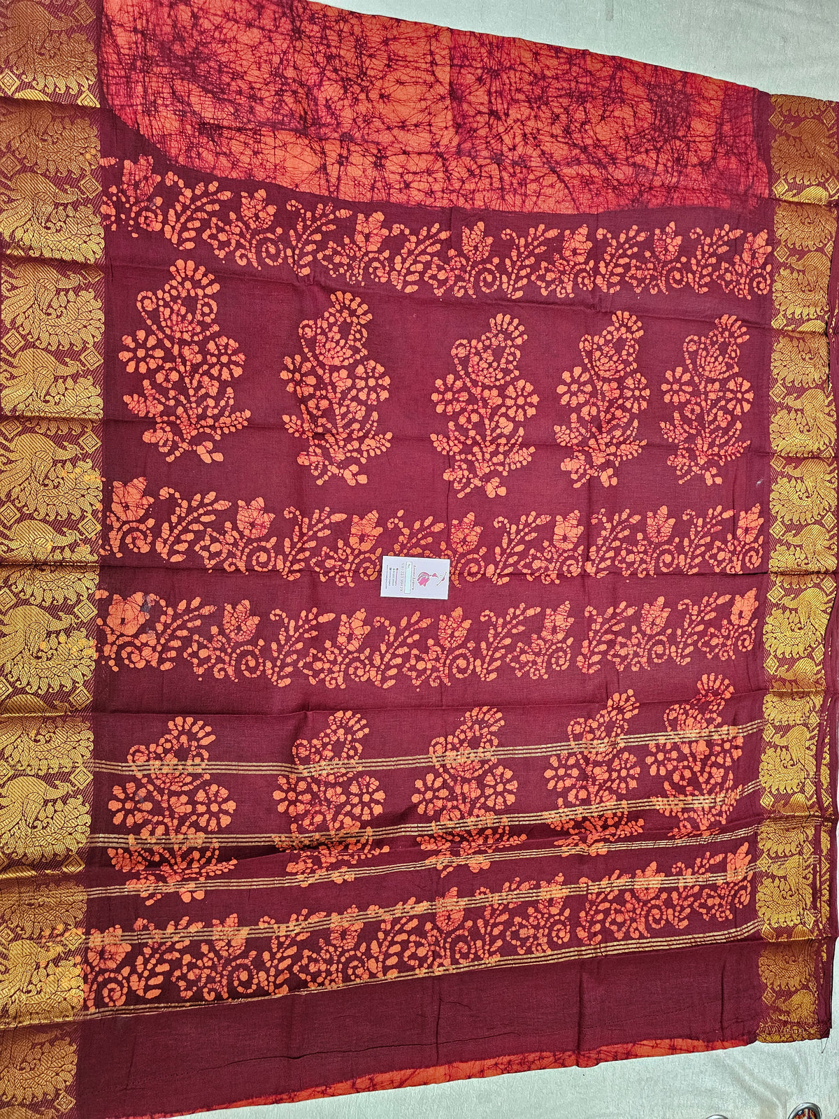 Madurai Sungadi Cotton Saree - Maroon