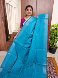 Semi Raw Silk -Blue with Maroon