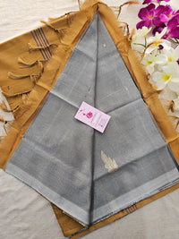 Grey with Brown Handwoven Chinnalampattu Saree