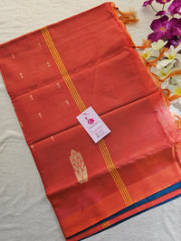 Peacock Blue with Orange Handwoven Chinnalampattu Saree