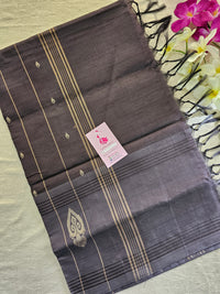 Mehandi Green with Brown Long Border Handwoven Chinnalampattu Saree