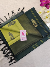 Lime Green with Dark Green Border Pallu Handwoven Chinnalampattu Saree