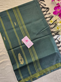 Lime Green with Dark Green Border Pallu Handwoven Chinnalampattu Saree