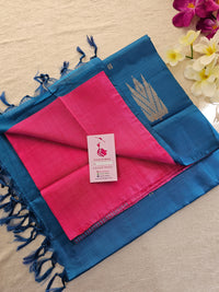 Pink with Blue Pallu Handwoven Chinnalampattu Saree