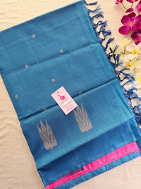 Pink with Blue Pallu Handwoven Chinnalampattu Saree